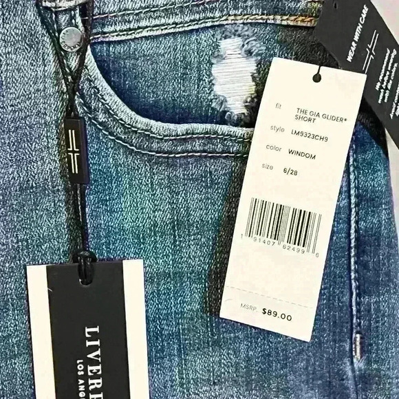 NWT Liverpool The GIA Glider Short Size 6 / 28 Denim Stretch Distressed Casual - Picture 7 of 7